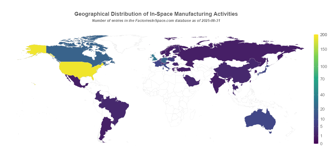 Map of In-Space Manufacturing Activities In-Space Manufacturing Activities Map