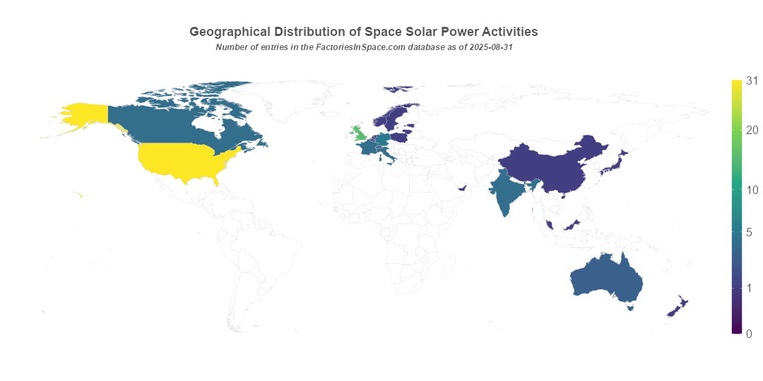 Map of Space Solar Power Activities Space Solar Power Activities Map